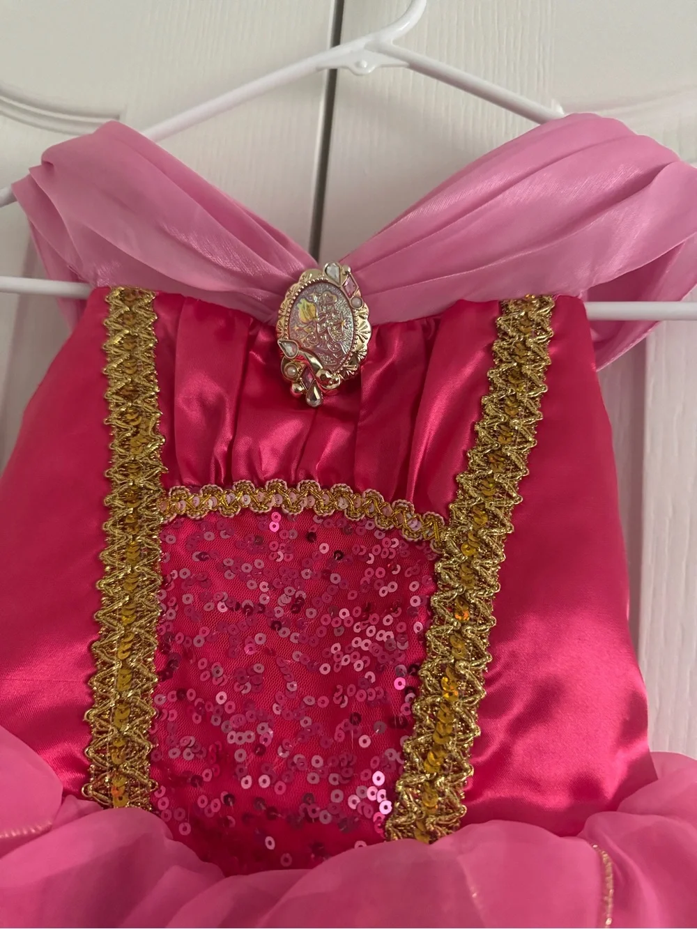Disney Aurora Hot Pink and Light Pink Princess Costume Dress with Gold Trim